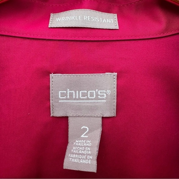 Chico’s Pink Wrinkle Resistant Sateen Tunic Button Down Cotton Shirt Large 2 - Picture 5 of 12